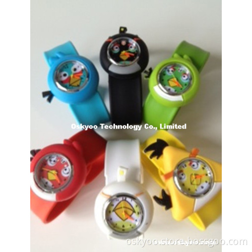 Kids Cartoon Watch Creative Funny Animal Snap Silicone Bracelet Slap Watch (P6700)